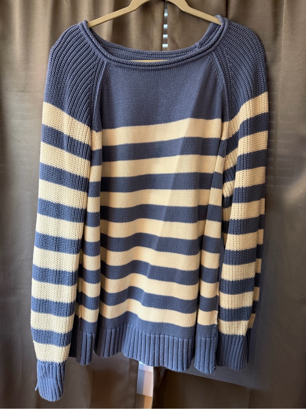 American Eagle Outfitters Striped Crewneck Sweater in Blue and Cream